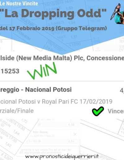 Dropping odd VINCENTE del 17 Febbraio 2019 -gruppo Telegram-