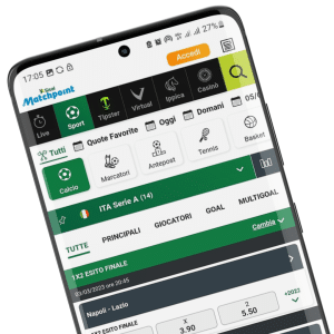 app di sisal scommesse visualizzata su un dispositivo android