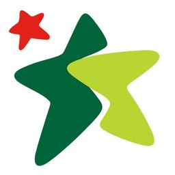 logo sisal stella piccola rossa e stella più grande per metà verde scuro e per metà verde chiaro