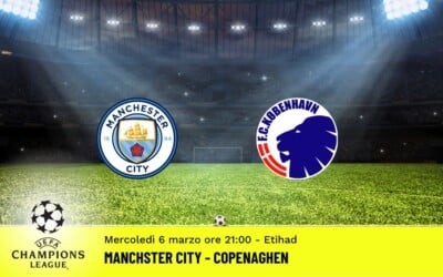 Manchester City-Copenaghen, Champions League: diretta tv, formazioni e pronostici
