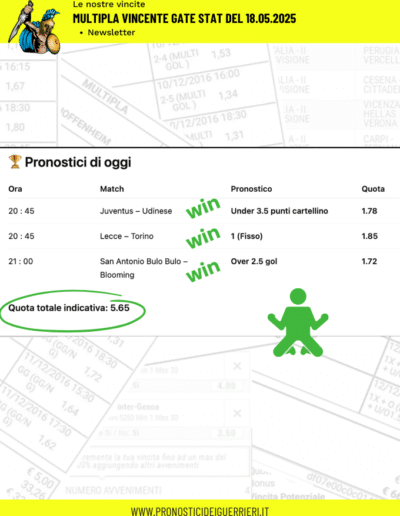 multipla vincente gate stats 18.05.2025 newsletter
