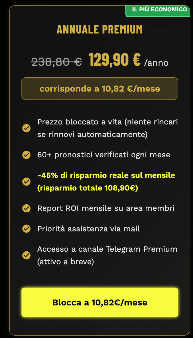 piano annuale pronostici premium