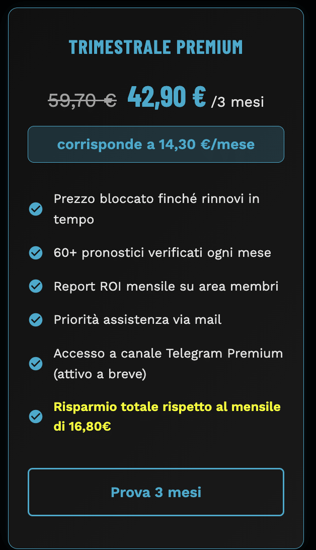 piano trimestrale pronostici premium