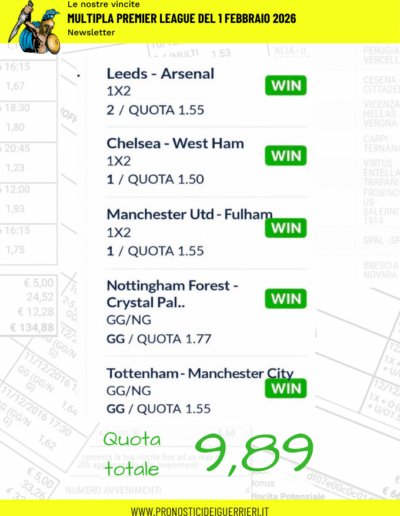 multipla vincente premier league del 1 febbraio 2026 newsletter