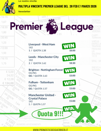 multipla vincente premier league del 28 feb-1 marzo 2026 newsletter