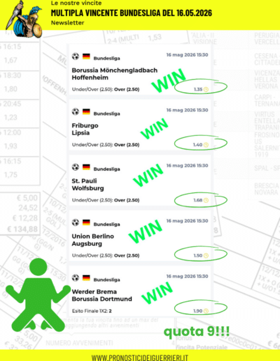 multipla vincente bunsesliga 16.05.2026 newsletter