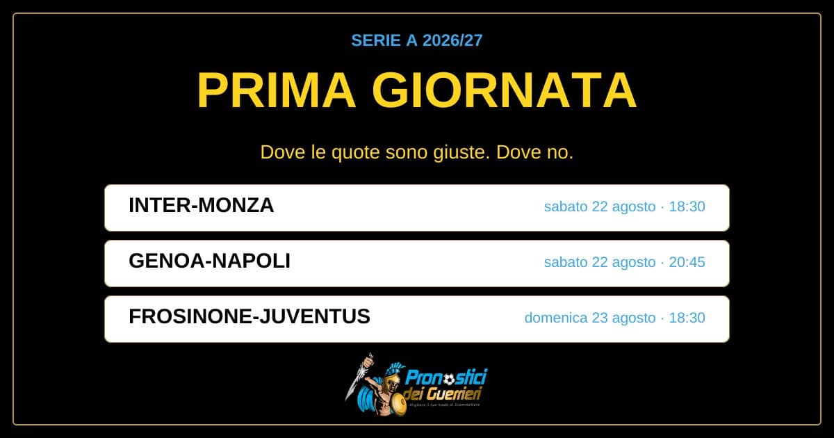 prima giornata serie a 2026 2027 quote prima giornata serie a 2026 2027 quote