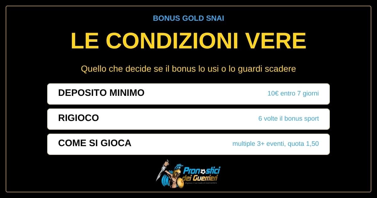 condizioni bonus snai deposito minimo rigioco 6x multiple 3 eventi
