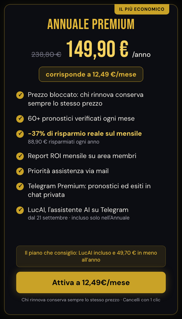 piano annuale pronostici premium