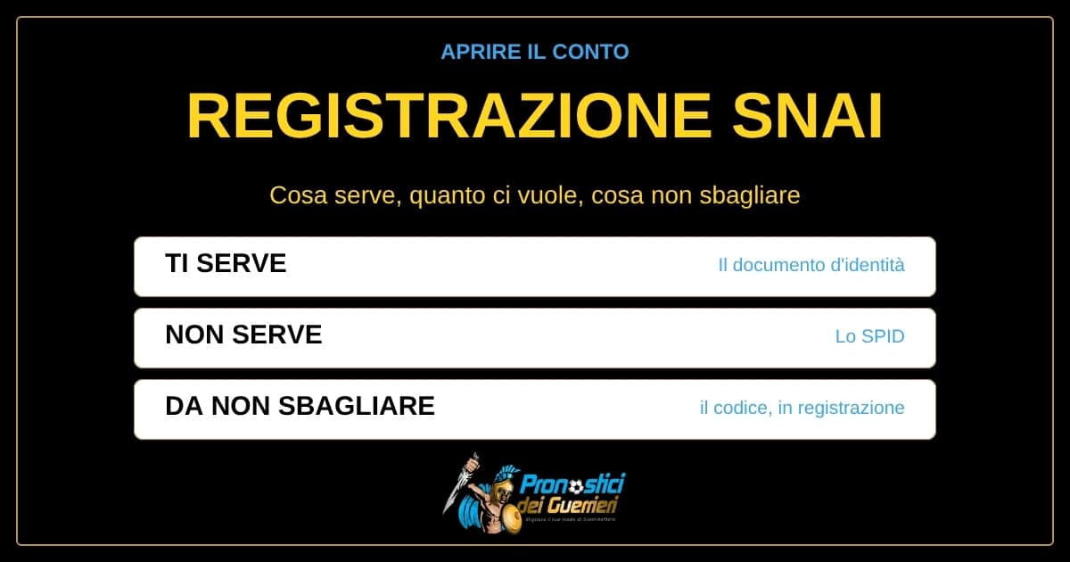 registrazione snai: serve il documento, non lo spid registrazione snai: serve il documento, non lo spid