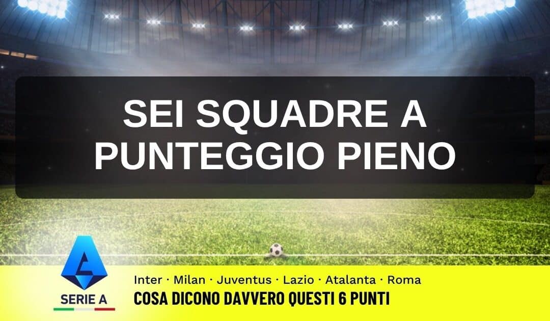 Sei squadre a punteggio pieno dopo 2 giornate: cosa dicono davvero questi 6 punti